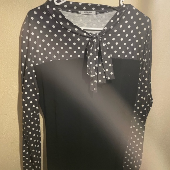 Women’s Zeagoo black and white polkadot long sleeve sweater-XL - Picture 5 of 6